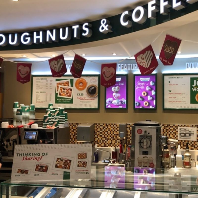 Krispy Kremes Stores - Data and Power Installation For Screens - London Electrical.com Ltd. Gallery